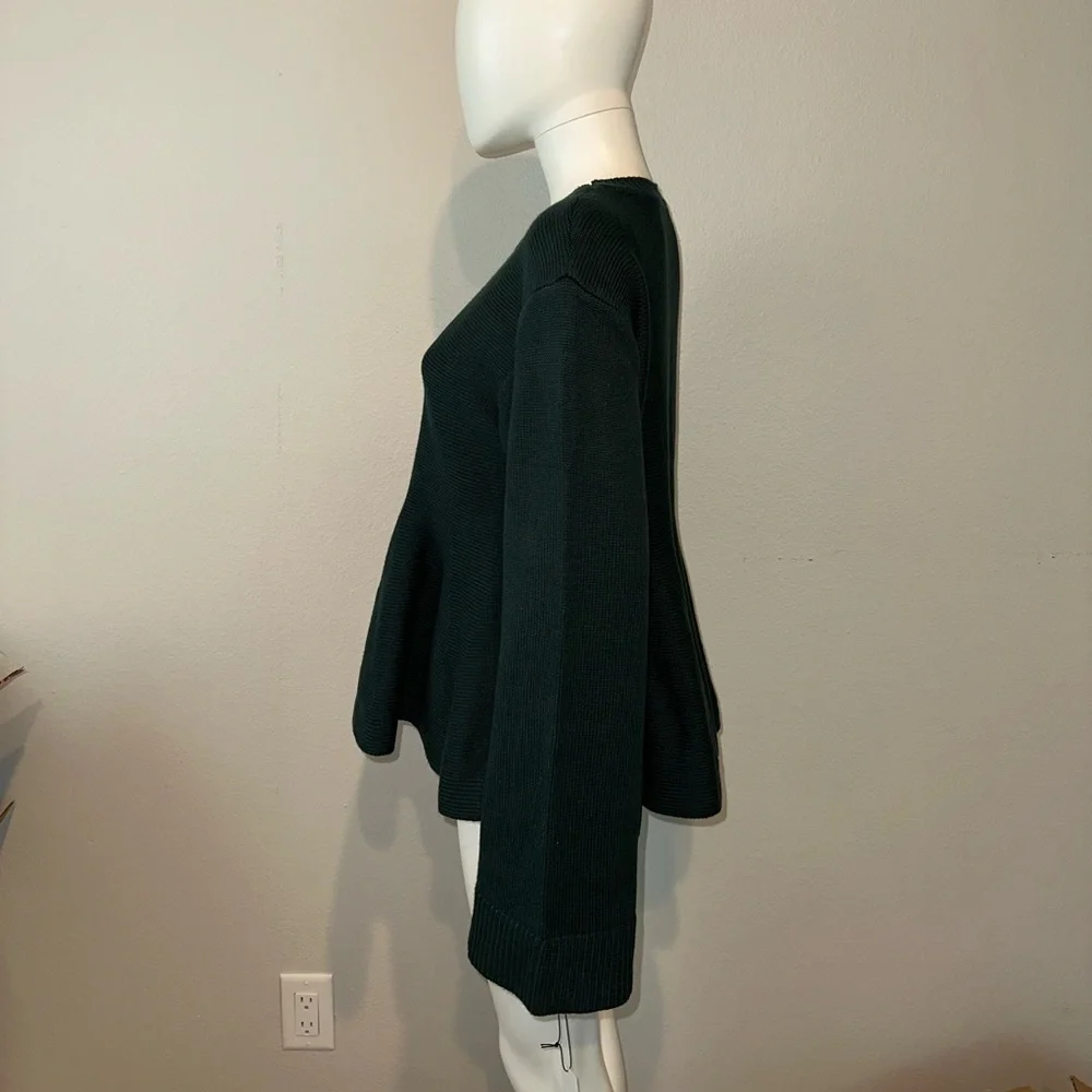 ADEAM Intermix “Wendy” forest green peplum knit sweater top L - Picture 4 of 12